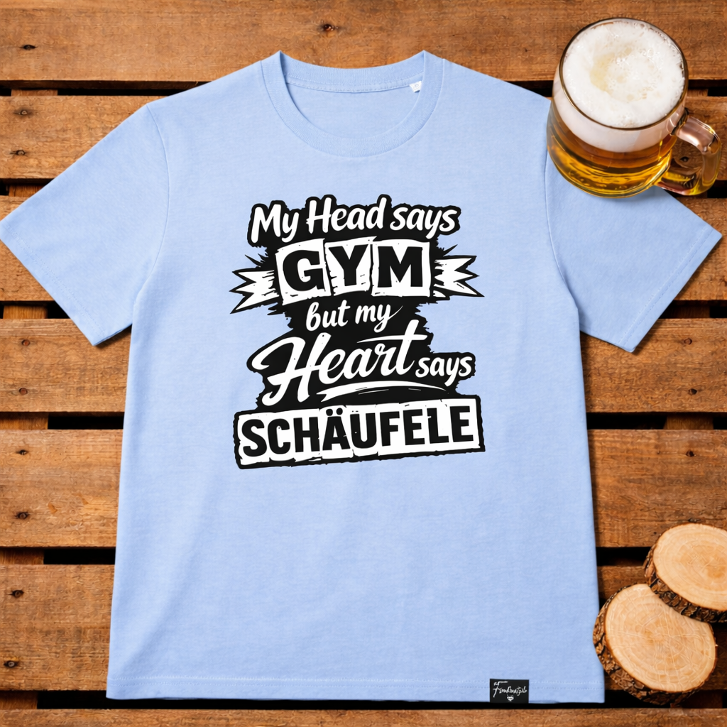 My Heart says Schäufele T-Shirt von Frankenstyle Fränkische T-Shirts Bierfeste Weinfeste Fränkisches Essen Bratwurst in Franken Nürnberg Würzburg Erlangen Brombachsee Eichstätt Coburg Bamberg Bayreuth Shop