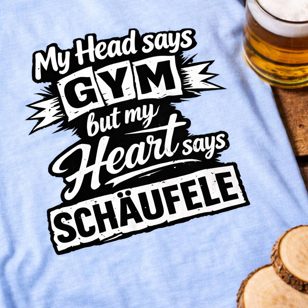 My Heart says Schäufele T-Shirt von Frankenstyle Fränkische T-Shirts Bierfeste Weinfeste Fränkisches Essen Bratwurst in Franken Nürnberg Würzburg Erlangen Brombachsee Eichstätt Coburg Bamberg Bayreuth Shop