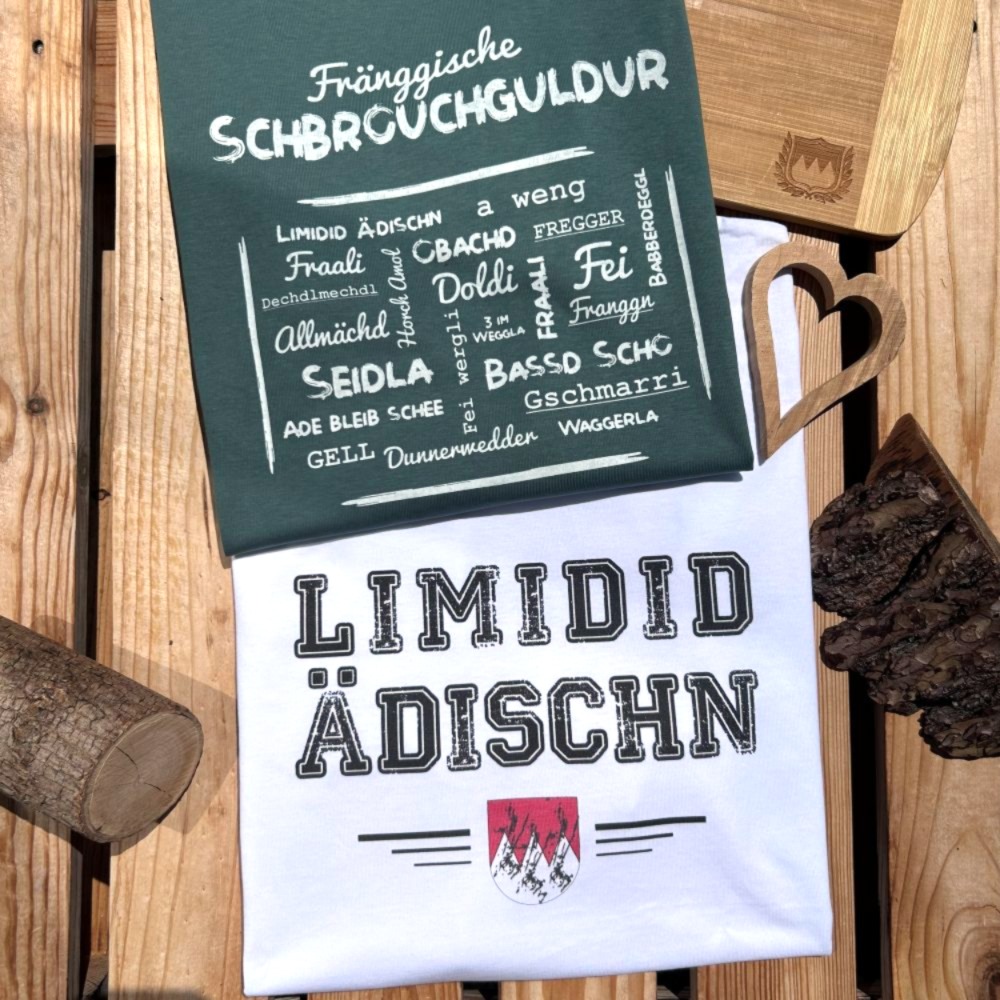 Limidid Ädischn Vintage T-Shirt Herren Frankenstyle Fränkische T-Shirts Annather Story Fränkische Mode Geschenke und typische Mitbringsel Nürnberg Würzburg Coburg Bayreuth Fürth Erlangen Bamberg Fränkische Schweiz Shop