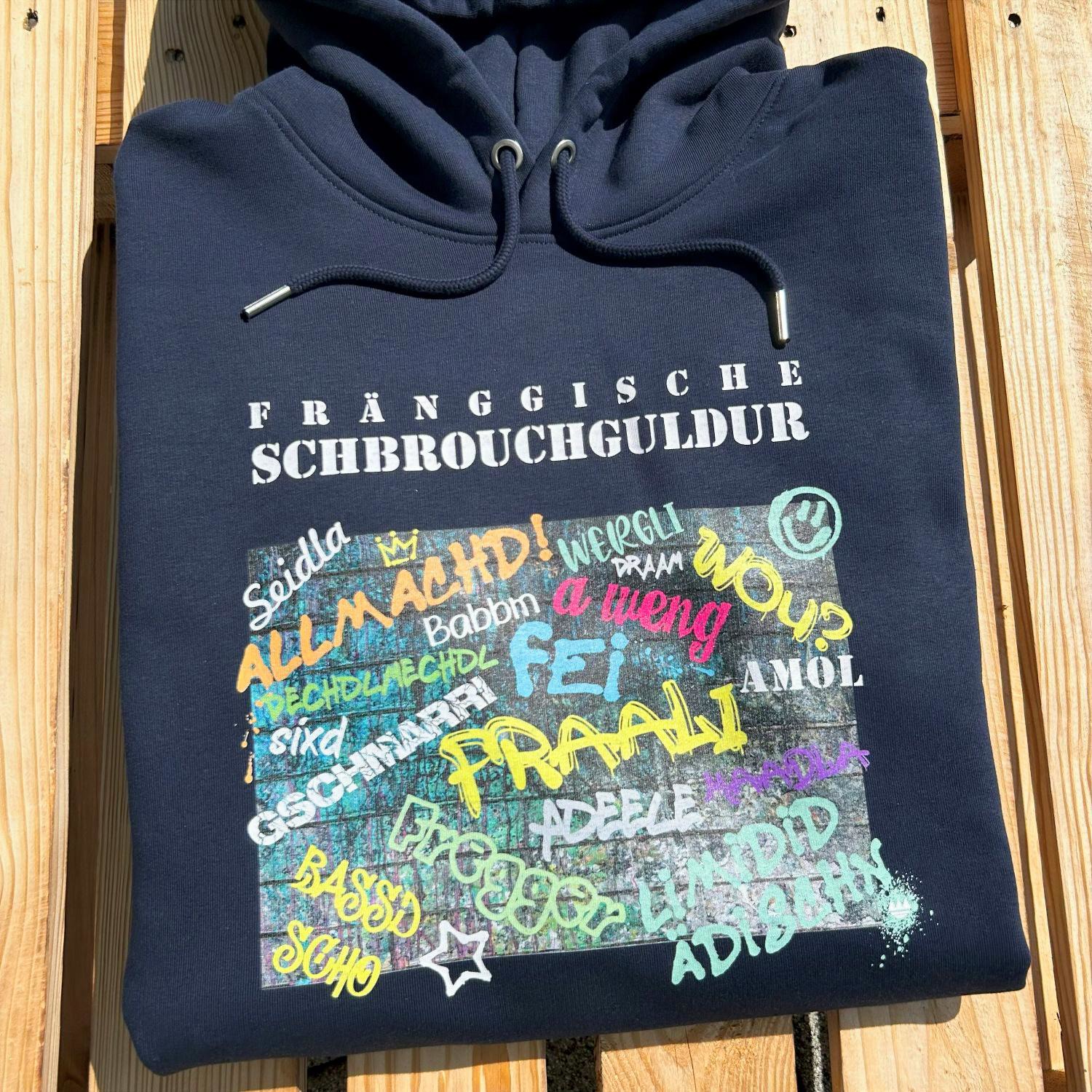 Fränggische Schbrouchguldur Frankenstyle Hoodie Fränkische Sprache Dialekt Wörter Nürnberg Erlangen Würzburg Fürth Bamberg Coburg Bayreuth Shop Mode