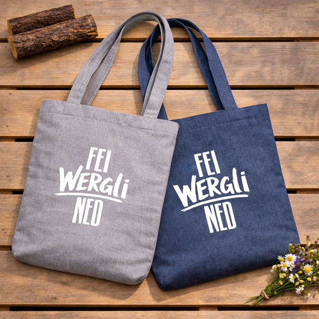 Fei wergli ned Tasche bzw Tragetasche Frankenstyle Fränkische Taschen und Franken Geschenke typisch aus Nürnberg Würzburg Erlangen Fränkische Schweiz Brombachsee Herzogenaurach Coburg Bamberg Shop