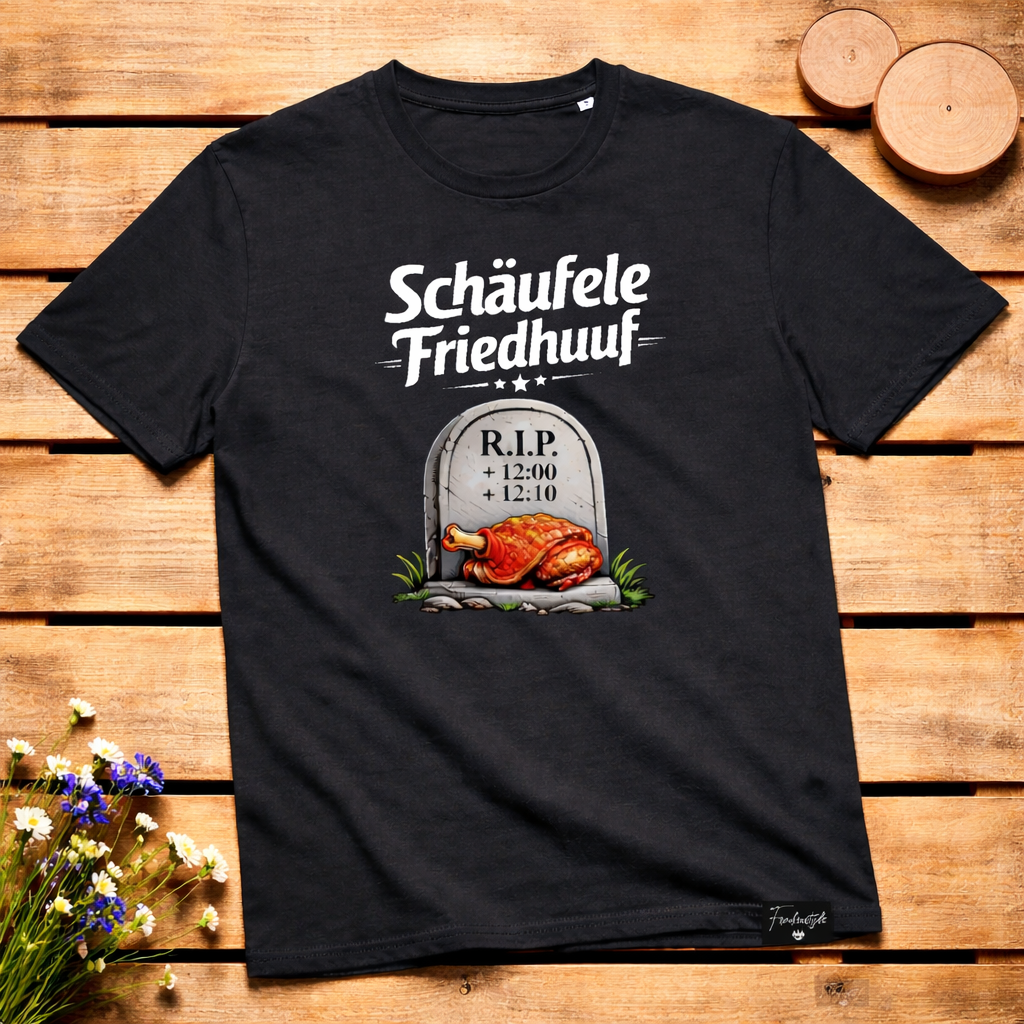 Schäufele Friehuuf Schaiferla Freidhof Schäufele T-Shirt von Frankenstyle Fränkische Shirts mit Franken Essen und Gerichte Fränkische Schweiz Coburg Würzburg Fürth Erlangen Nürnberg Bayreuth