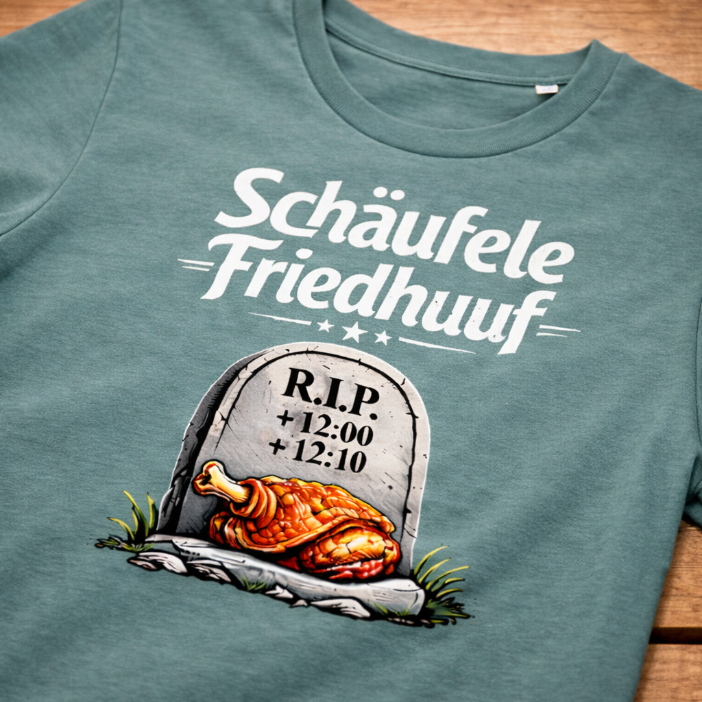 Schäufele Friehuuf Schaiferla Freidhof Schäufele T-Shirt von Frankenstyle Fränkische Shirts mit Franken Essen und Gerichte Fränkische Schweiz Coburg Würzburg Fürth Erlangen Nürnberg Bayreuth