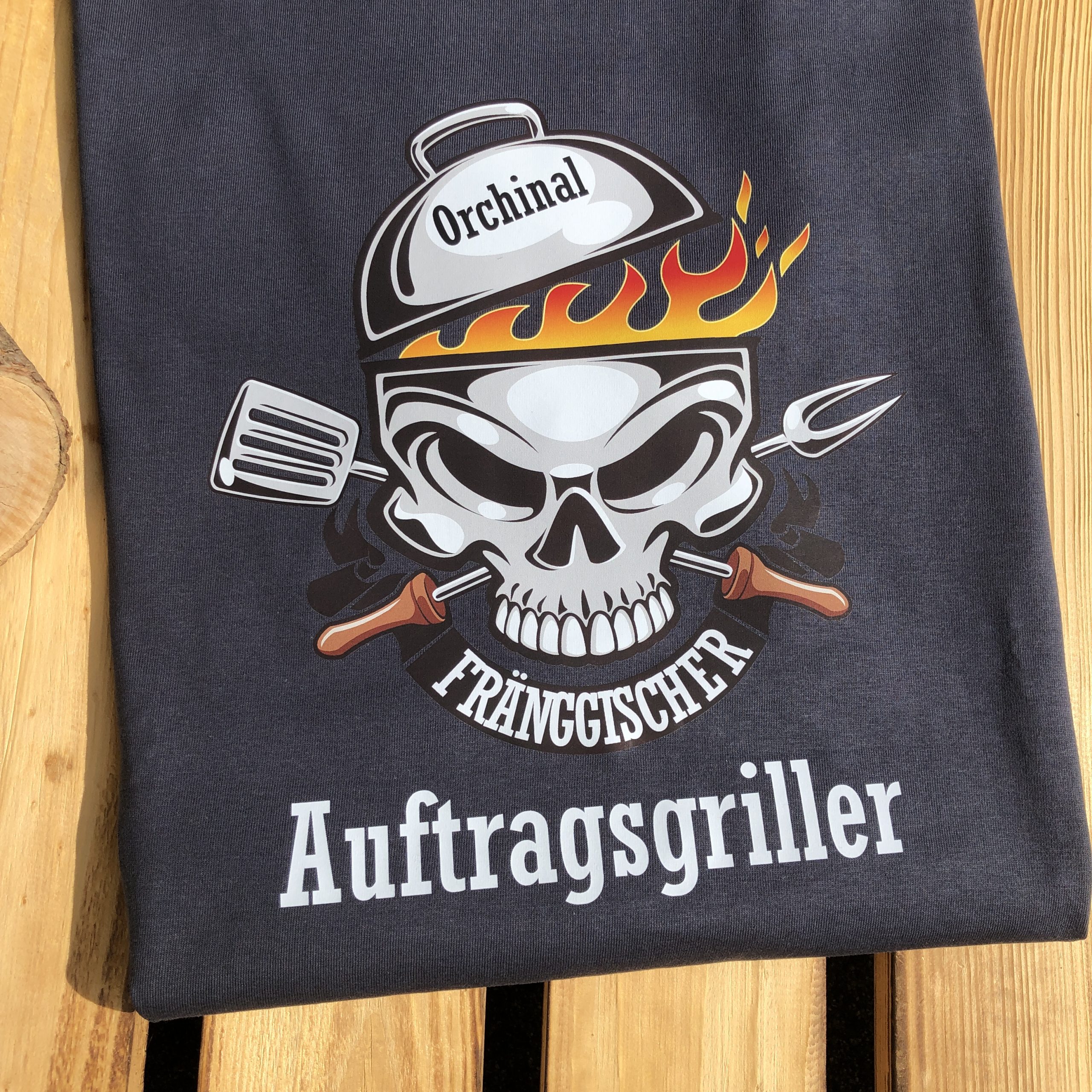 Fränkischer Auftragsgriller Totenkopf BBQ Shirts Franken Frankenstyle