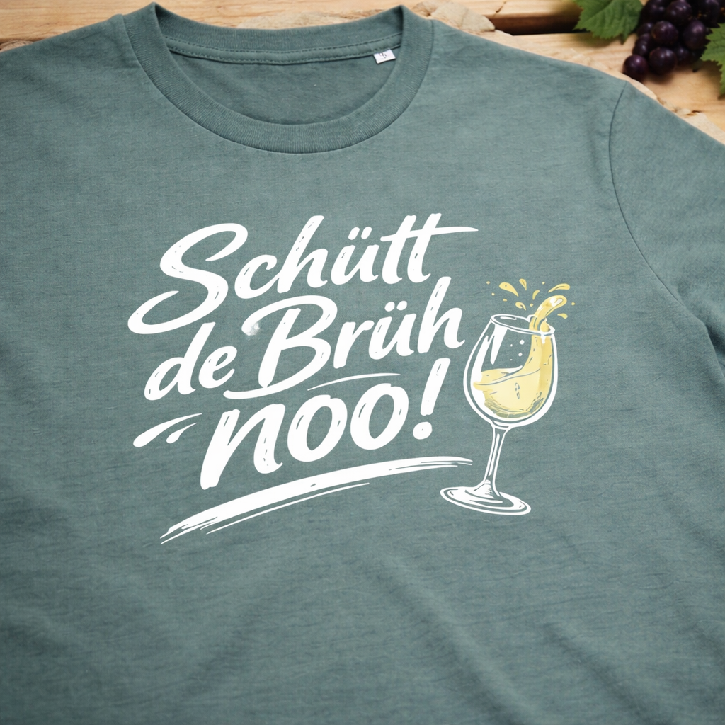 Schütt de Brüh noo jus de pruneau T-Shirt Frankenstyle Frankenwein Shirts Fränkische T-Shirts Nürnberg Erlangen Fürth Bamberg Coburg Würzburg Bayreuth Fränksiche Schweiz SHirts und Mode Shop Franken Geschenke