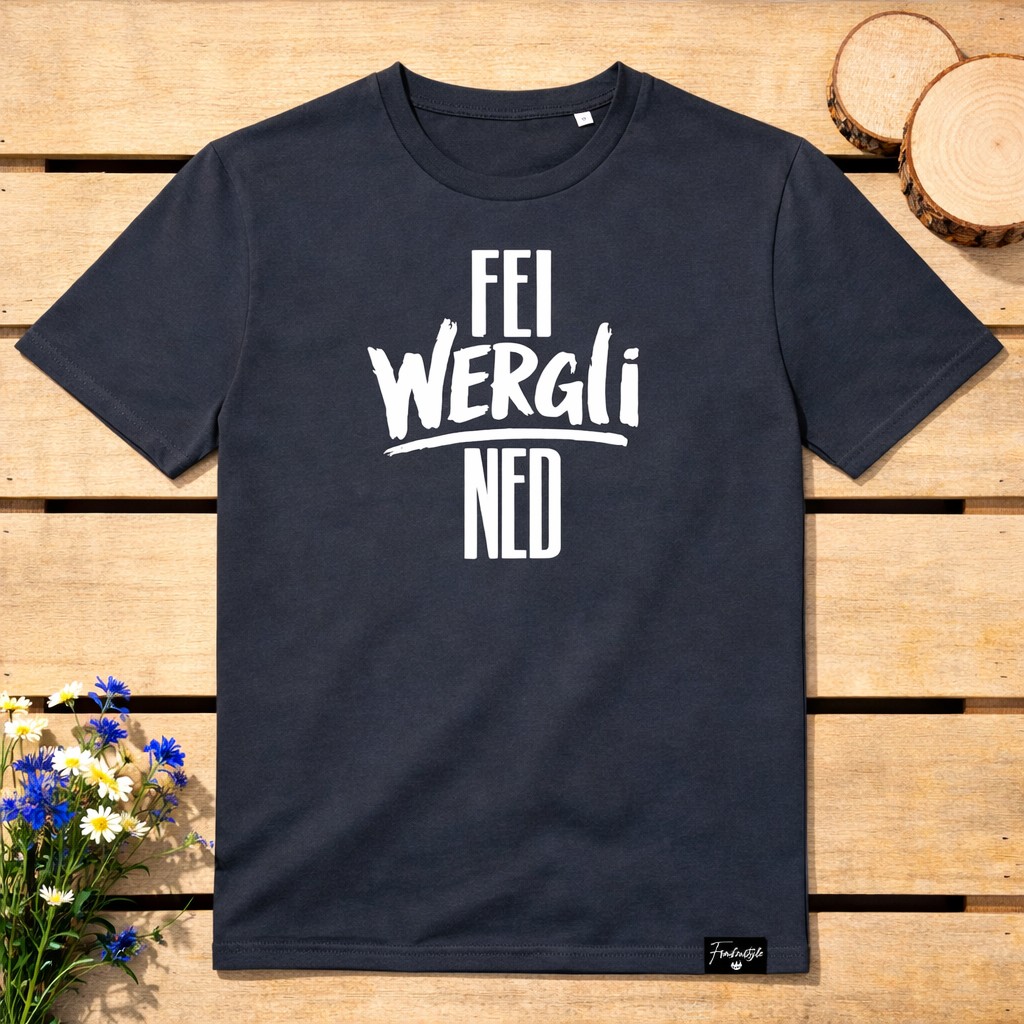 Fei wergli ned T-Shirt Frankenstyle Fränkische T-Shirts mit Sprüchen im Franken Dialekt Mode Shop Nürnberg Würzburg Weißenburg Brombachsee Fränkische Schweiz Bayreuth Erlangen