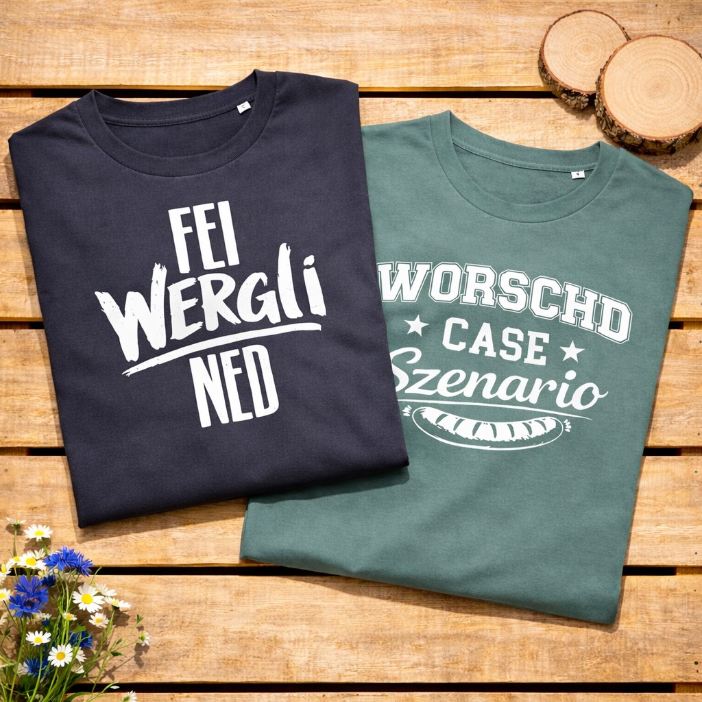 Fei wergli ned T-Shirt Frankenstyle Fränkische T-Shirts mit Sprüchen im Franken Dialekt Mode Shop Nürnberg Würzburg Weißenburg Brombachsee Fränkische Schweiz Bayreuth Erlangen