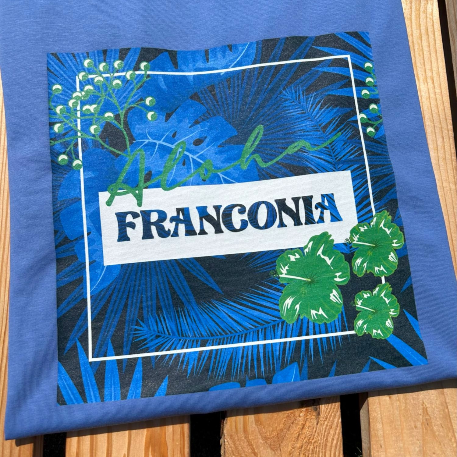 Aloha Franconia Aloha Franken T-Shirt von Frankenstyle Fränkische Shirts Brombachsee Nürnberg Weißenburg Eichstätt Treuchtlingen Würzburg Bamberg Bayreuth Coburg Mode Shop 