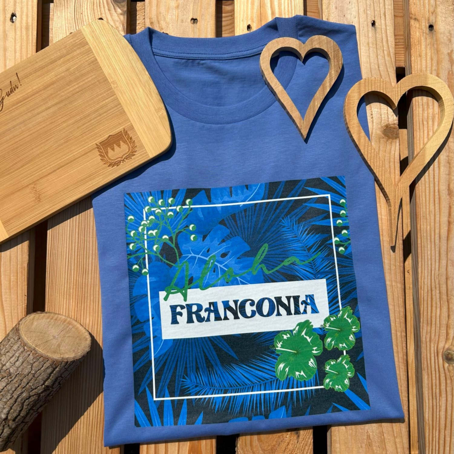 Aloha Franconia Aloha Franken T-Shirt von Frankenstyle Fränkische Shirts Brombachsee Nürnberg Weißenburg Eichstätt Treuchtlingen Würzburg Bamberg Bayreuth Coburg Mode Shop 