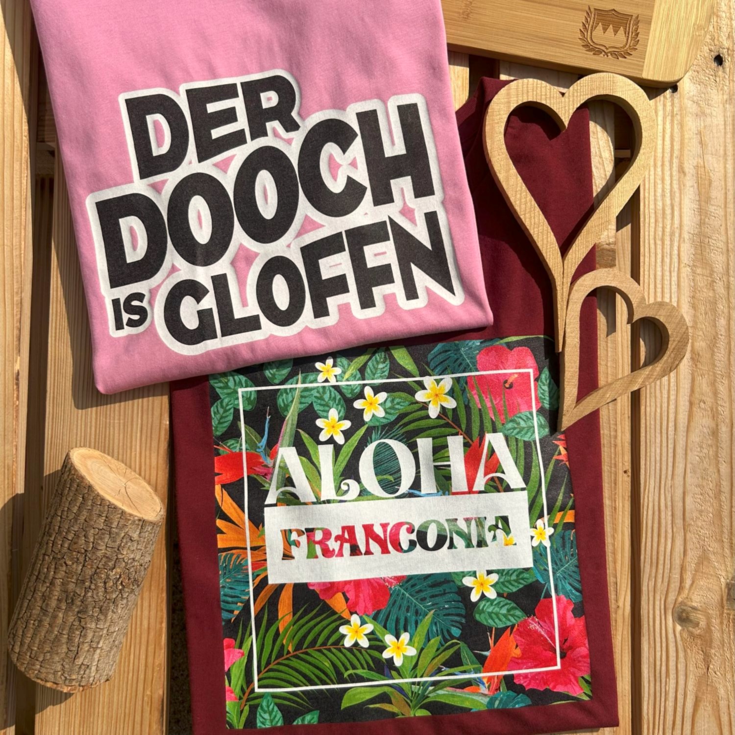 Aloha Franconia T-Shirt für Herren und Damen von Frankenstyle Fränkische T-Shirts Nürnberg Würzburg Coburg Eichstätt Treuchtlingen Fränkische Schweiz Bayreuth Erlangen Bamberg Shop