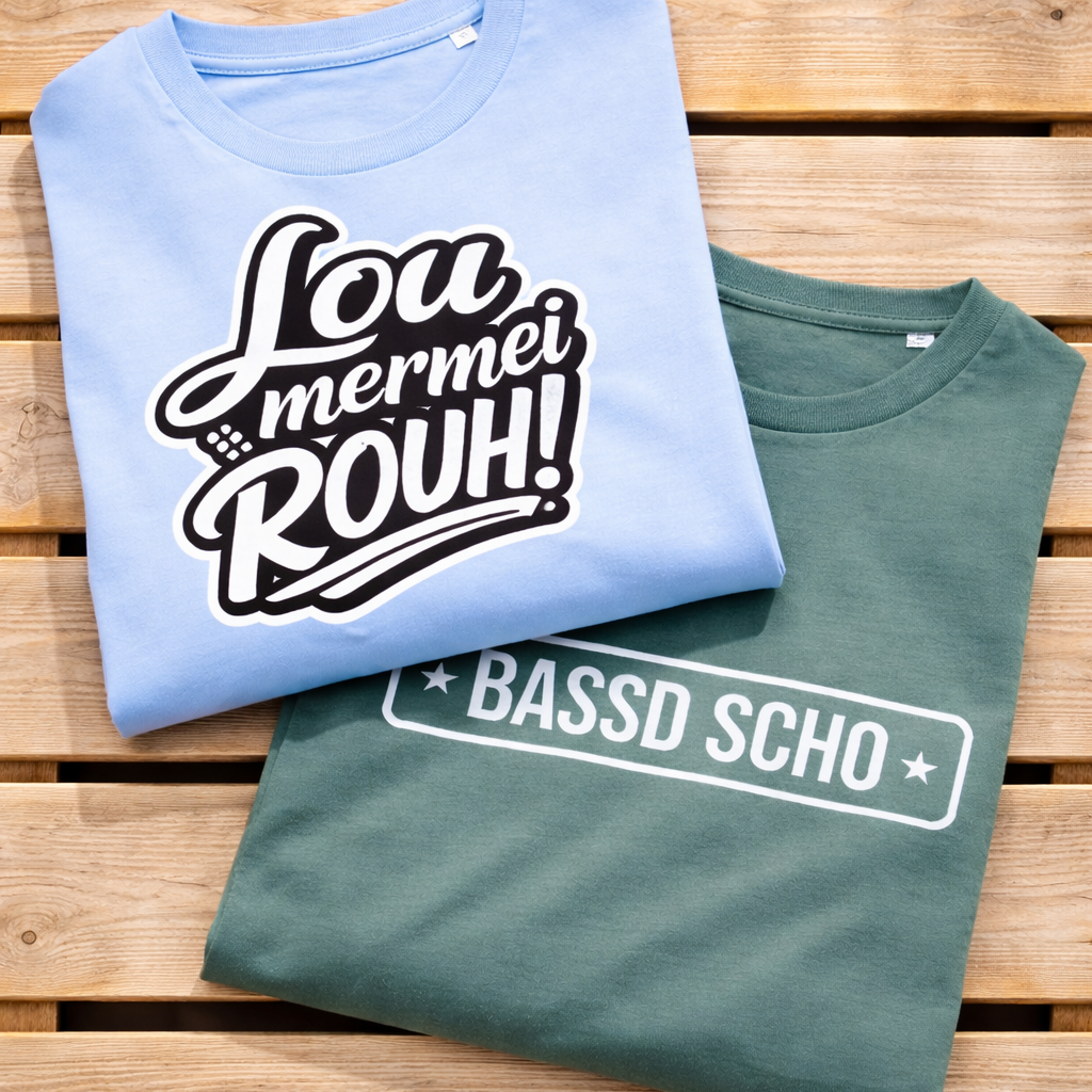 Lou mer mei Rouh T-Shirt von Frankenstyle Fränkische T-Shirts Shop Fränkische Artikel Würzburg Nürnberg Coburg Bamberg Herzogenaurach Bayreuth Fränkische Schweiz Shop