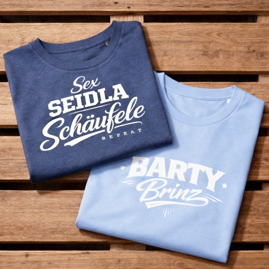 Sex Seidla Schäufele Repeat T-Shirt von Frankenstyle Fränkische T-Shirts Bierfeste Weinfeste Fränkisches Essen Bratwurst in Franken Nürnberg Würzburg Erlangen Brombachsee Eichstätt Coburg Bamberg Bayreuth Shop