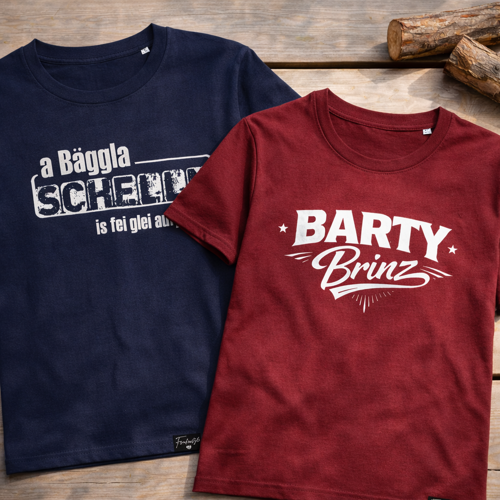 Bäggla Schelln und Barty Brinz T-Shirts Fränkisch by Nature Kollektion Frankenstyle Mode Shop Nürnberg Erlangen Fürth Bamberg Bayreuth Würzburg Fränkische Schweiz 